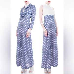 Melissa Lane 70s 2pc Polka Dot Maxi Dress and Bolero Matching Jacket